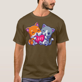 Niedlicher Liebe-Cartoon für Katzen und Niedliche  T-Shirt