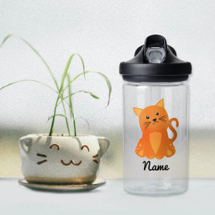 Niedlicher, lieblicher Orange Kitten Cartoon Trinkflasche