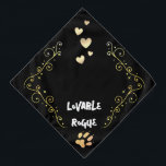 Niedlicher lieblicher Rogue Hearts Gold Black Dog Halstuch<br><div class="desc">Ein niedlicher Haushund schwarz und goldfarben bandana,  mit goldenen Liebe Herzen und Pfotendruck,  die personalisiert sein können. Für weitere kostenlose Anpassung bitte in Touch gehen. Eine coole Geschenkidee für Haustiere.</div>