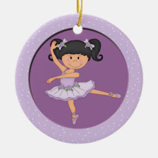 Niedlicher lila Ballett-Stern der Ballerina-1 Keramikornament