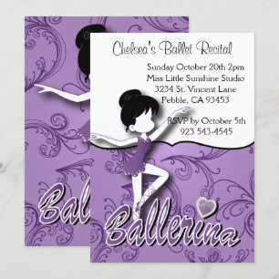 Niedlicher lila Ballett-Tanz-Erwägungsgrund des Einladung