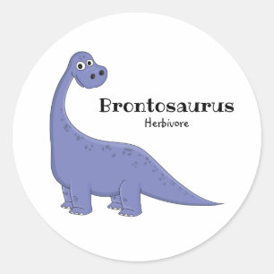 Niedlicher lila Brontosaurus-Dinosaurier-Cartoon z Runder Aufkleber
