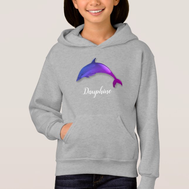 Niedlicher lila Delfin - Name hinzufügen Hoodie (Vorderseite)