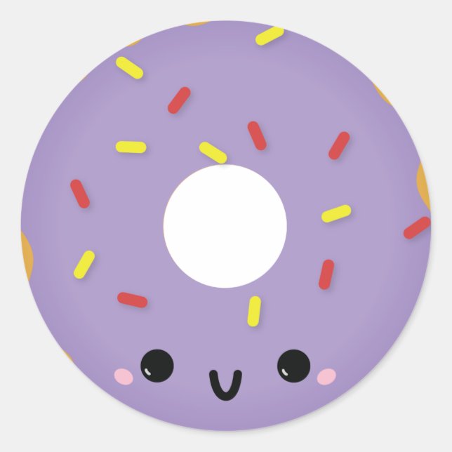 Niedlicher Lila Donut-Sticker Runder Aufkleber (Vorderseite)