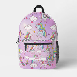 Niedlicher Lila Einhorn-Muster - benutzerdefinierb Bedruckter Rucksack