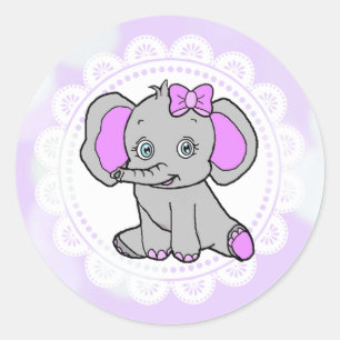 Niedlicher Lila Elefant Runder Aufkleber