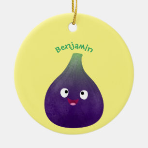 Niedlicher, lila Feigenfrucht-Cartoon Keramik Ornament