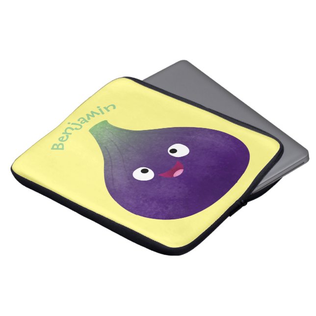 Niedlicher, lila Feigenfrucht-Cartoon Laptopschutzhülle (Vorne Oben)