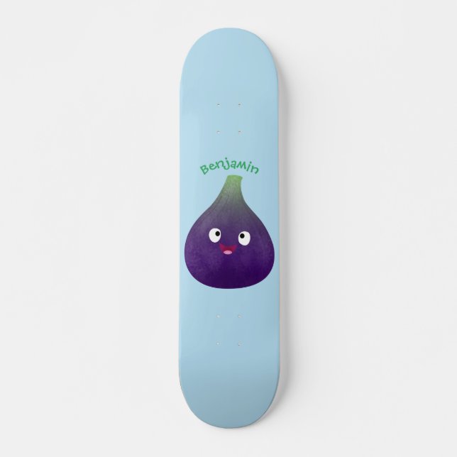 Niedlicher, lila Feigenfrucht-Cartoon Skateboard (Vorne)