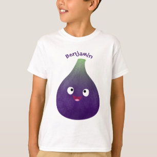 Niedlicher, lila Feigenfrucht-Cartoon T-Shirt