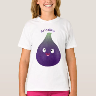 Niedlicher, lila Feigenfrucht-Cartoon T-Shirt
