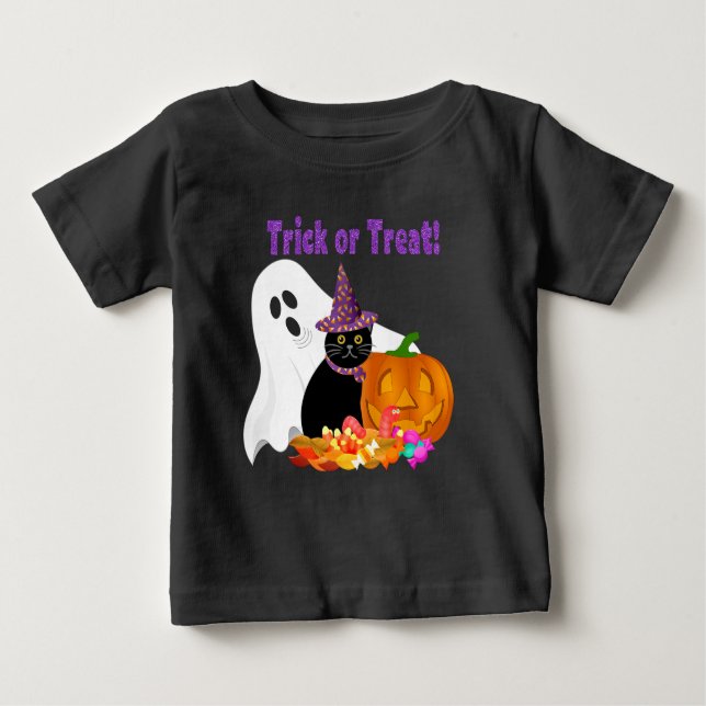 Niedlicher Lila Glitzer Trick oder Treatenhaus Baby T-shirt (Vorderseite)