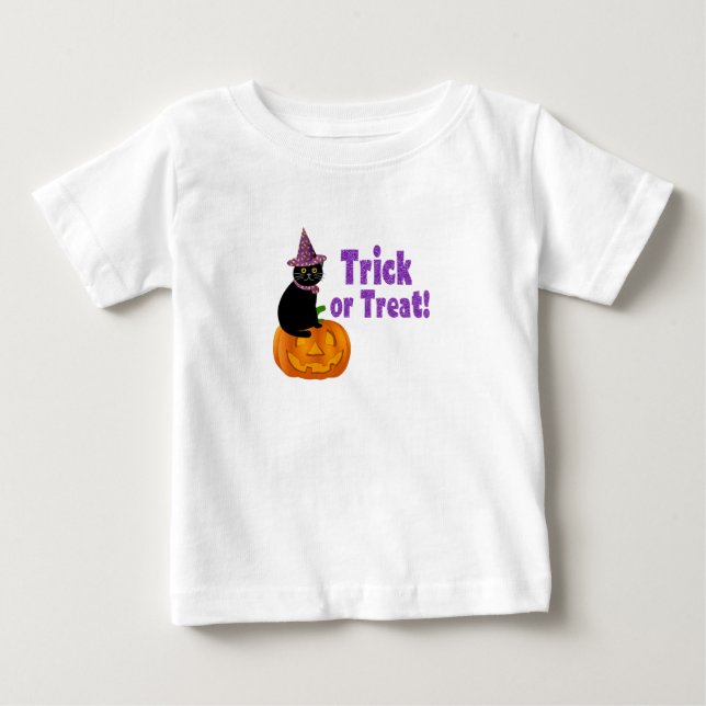 Niedlicher Lila Glitzer Trick oder Treatment Baby T-shirt (Vorderseite)