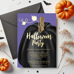 Niedlicher Lila Goldpumpen-Halloween-Party Folieneinladung