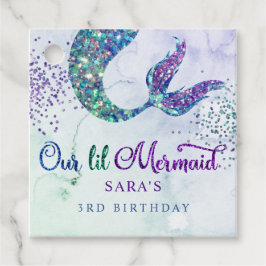Niedlicher Lila Grüner Glitzer Mermaid Birthday Geschenkanhänger