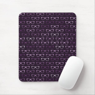 Niedlicher Lila Hipster Augengläser Muster Mousepad