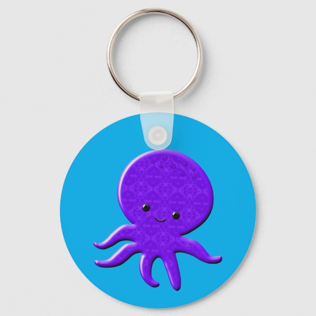 Niedlicher Lila Kraken Schlüsselanhänger (Vorderseite)