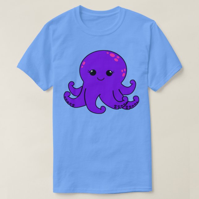 Niedlicher Lila Kraken T-Shirt (Design vorne)