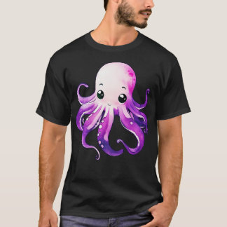 Niedlicher Lila Kraken T-Shirt