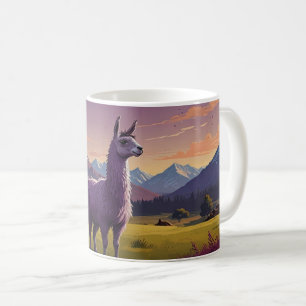 niedlicher lila Lama Kaffeetasse