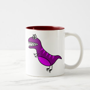 Niedlicher lila, lustig wütender Cartoon Dinosauri Zweifarbige Tasse
