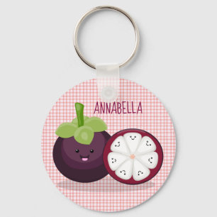 Niedlicher lila Mangosteen kawaii Cartoon Schlüsselanhänger