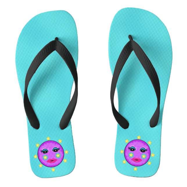 Niedlicher Lila Mond Face Pink Lipno Flip Flops (Fußbett)