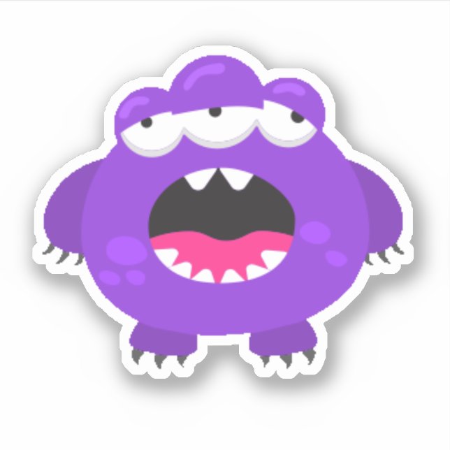 Niedlicher Lila Monster-Halloween-Sticker Aufkleber (Vorderseite)