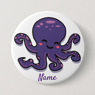Niedlicher Lila Oktopus Thunder_Cove Button