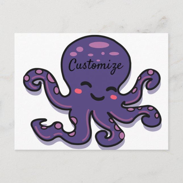 Niedlicher Lila Oktopus Thunder_Cove Postkarte (Vorderseite)