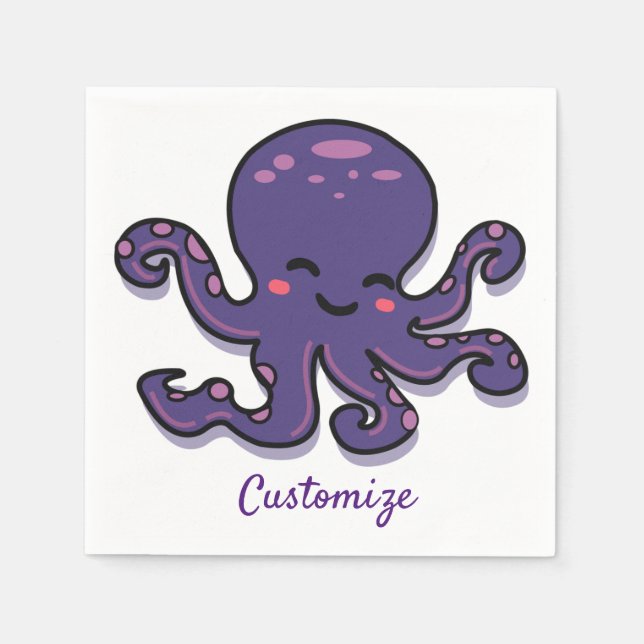 Niedlicher Lila Oktopus Thunder_Cove Serviette (Vorderseite)