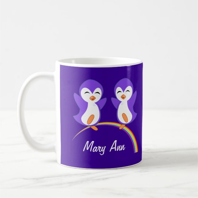Niedlicher Lila Pinguin Kaffeetasse (Links)