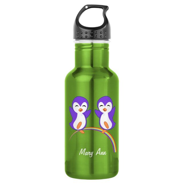 Niedlicher Lila Pinguin Trinkflasche (Vorderseite)