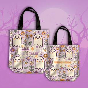 Niedlicher Lila Retro Groovy Trick oder Treat Hall