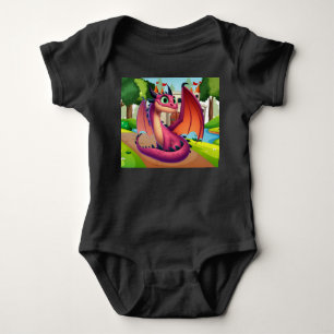 Niedlicher lila/roter Cartoon Baby Strampler