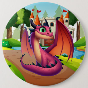 Niedlicher lila/roter Cartoon Button