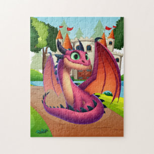 Niedlicher lila/roter Cartoon Puzzle