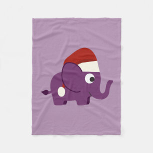 Niedlicher Lila Santa Elephant Fleecedecke