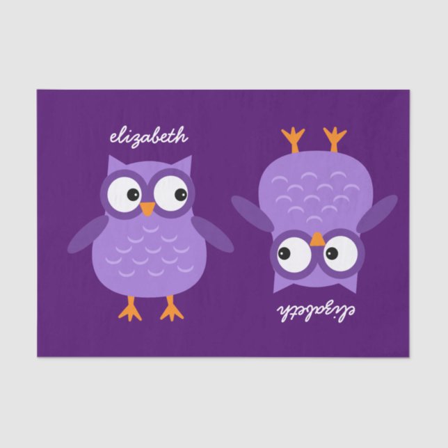 Niedlicher Lila Schüssel-Individuelle Name für ihr Seidenpapier (Vorderseite)