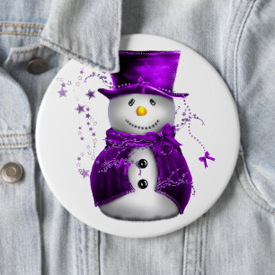 Niedlicher Lila Snowman Weihnachtsknopf Button