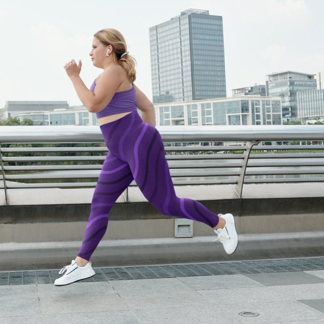 Niedlicher Lila Strip Gym Yoga Frauen Leggings (Von Creator hochgeladen)