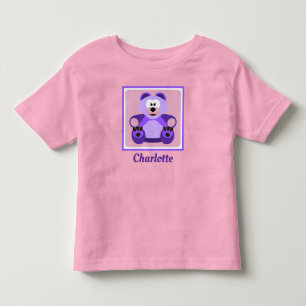 Niedlicher Lila Teddybär mit Individuelle Name Kle Kleinkind T-shirt
