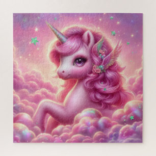 Niedlicher lila und rosa Glitzer hell einhorn Puzzle