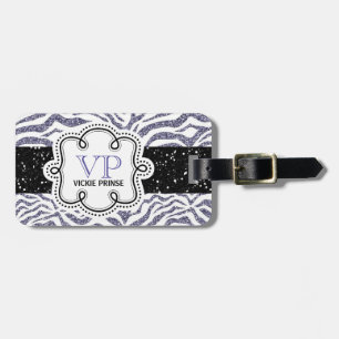 Niedlicher lila und weißer gepäckanhänger