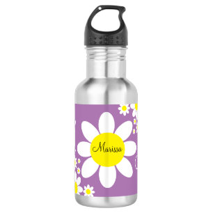 Niedlicher Lila und weißer Individuelle Name Edelstahlflasche
