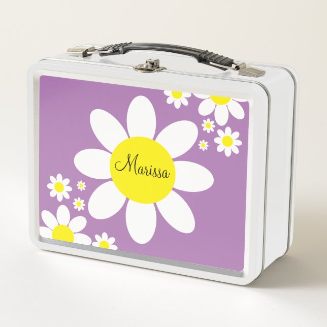 Niedlicher Lila und weißer Individuelle Name Metall Brotdose (Vorderseite)