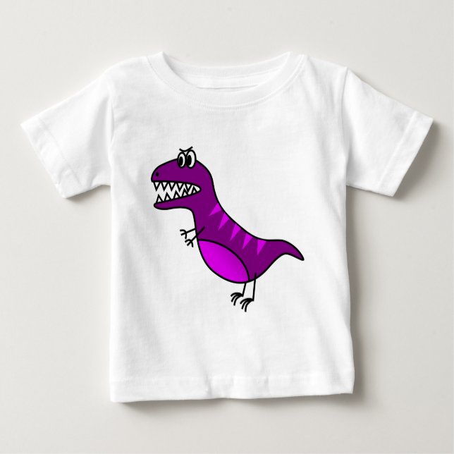 Niedlicher lila verärgerter Cartoondinosaurier Baby T-shirt (Vorderseite)