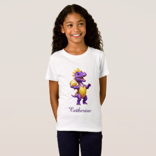 Niedlicher lila Volleyballdinosaurier T-Shirt