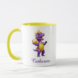 Niedlicher lila Volleyballdinosaurier Tasse