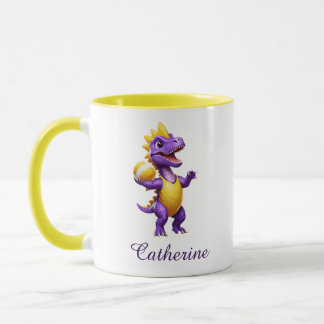 Niedlicher lila Volleyballdinosaurier Tasse